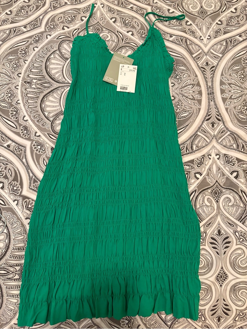 H&M Green Smocked Mini Dress